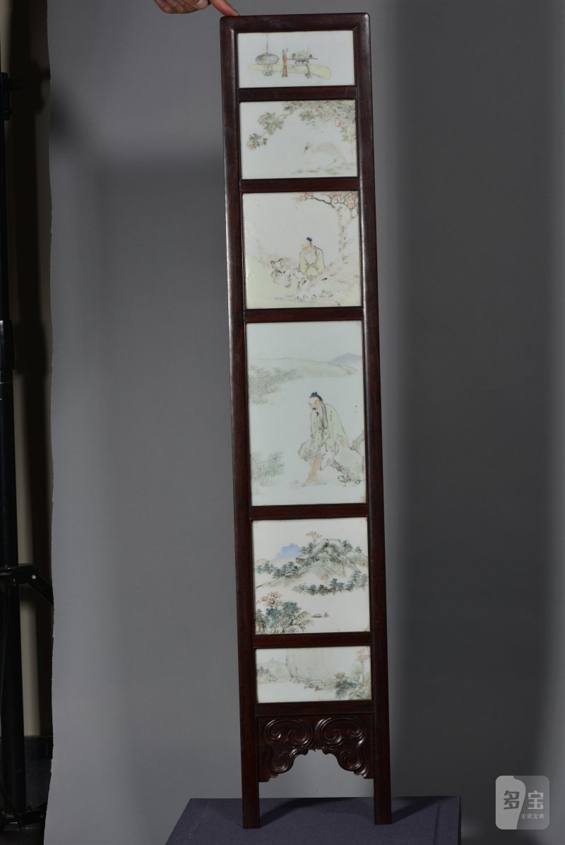 清光绪 任焕章浅绛彩山水人物花鸟八条屏 - 图24